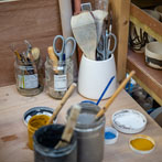 Rebecca Perry working in her studio 2019